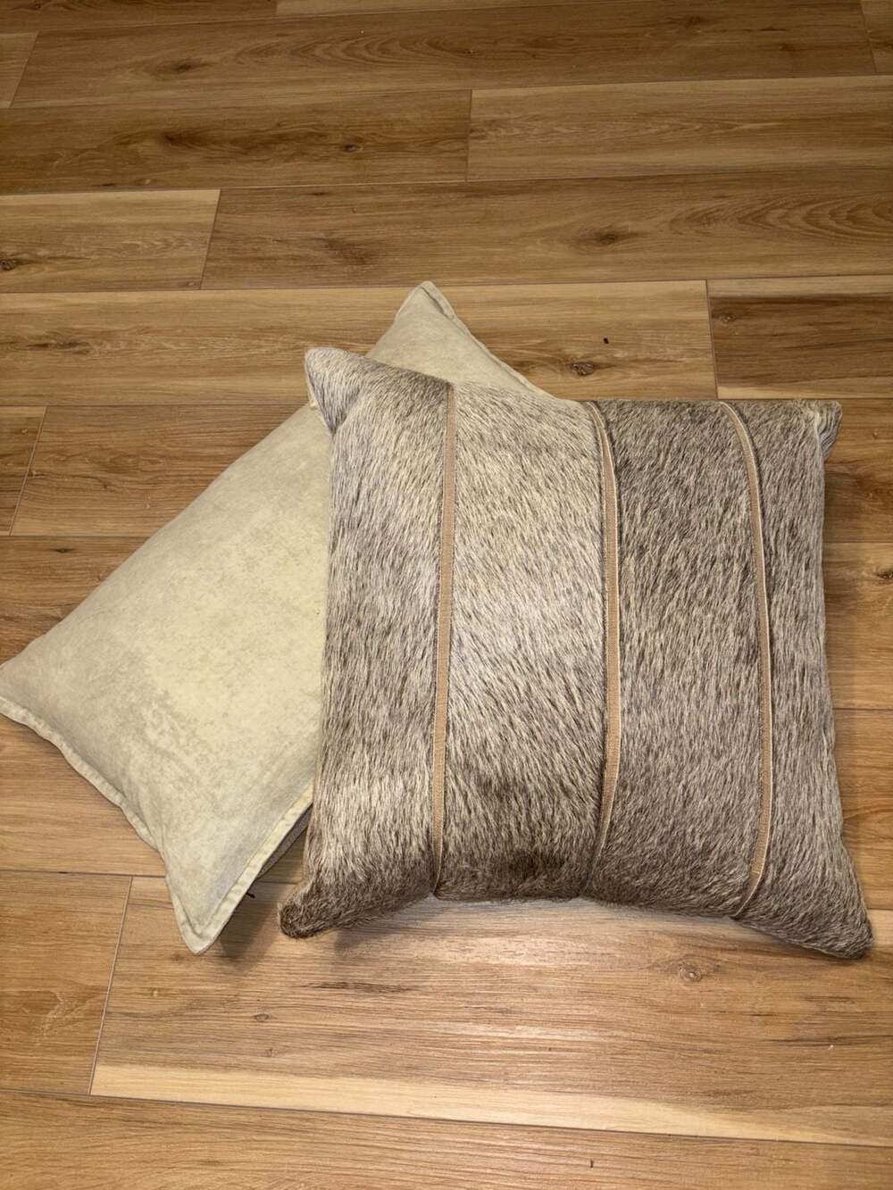 Arhaus Genuine Hair-on-Hide and Linen Decorative Throw Pillow Set